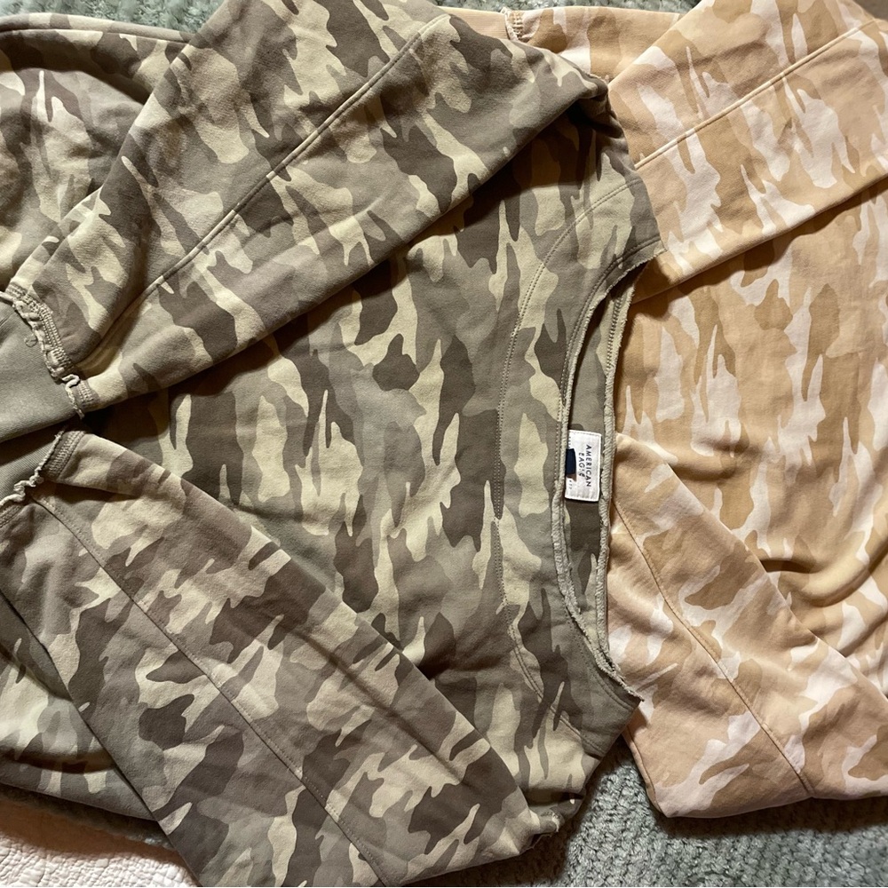 American Eagle Outfitters Camo sweatshirt x 2- Green and Tan